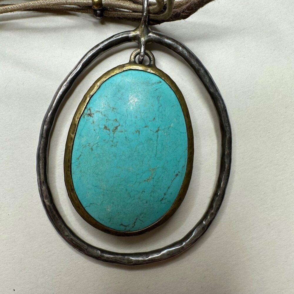 Silpada Pendant Howlite Necklace Leather Turquoise Tone Sterling Silver N1804 - Picture 6 of 14